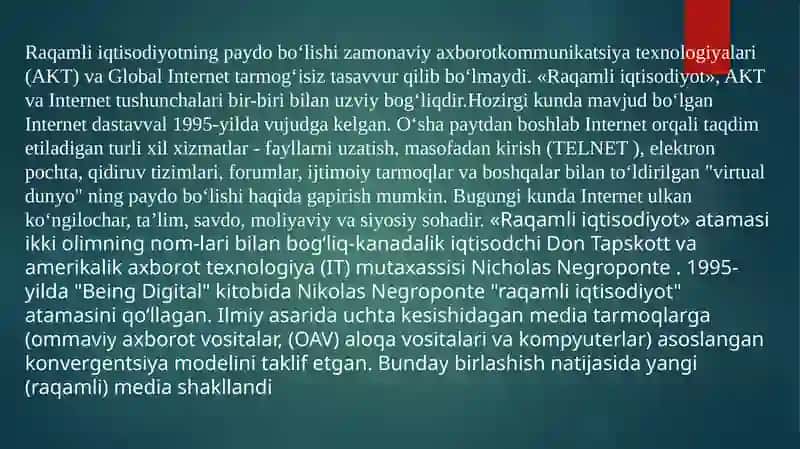 Raqamli Iqtisodiyotning rivojlantirishning zamonaviy konsepsiyalari 2