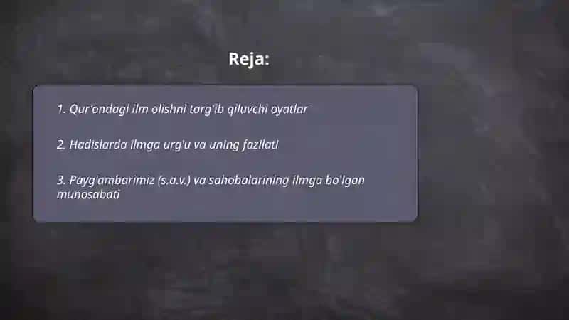 Islomda ilm olishga bo'lgan targ'ibot 2