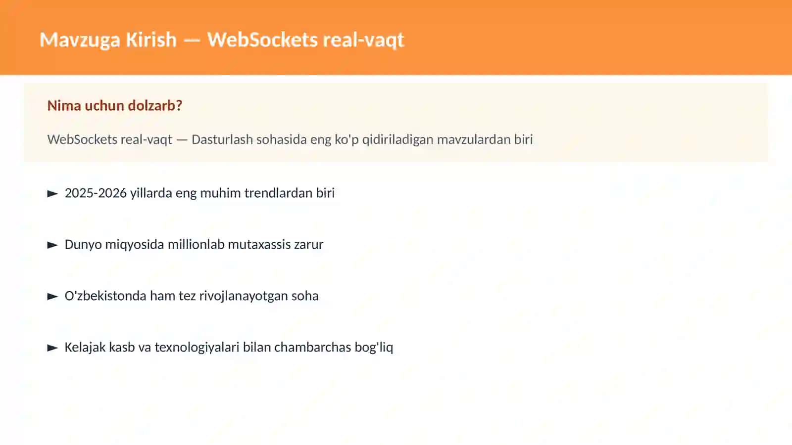 WebSockets real-vaqt 2
