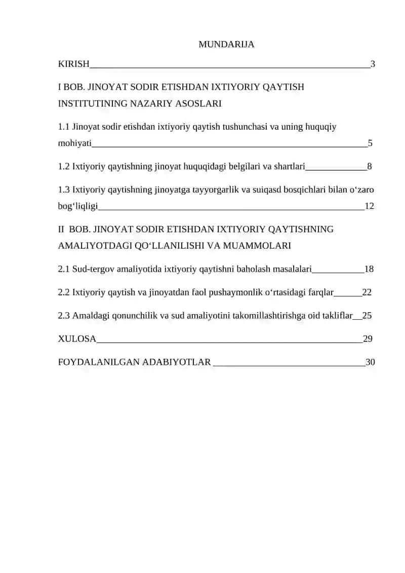 Jinoyat sodir etishdan ixtiyoriy qaytish: nazariya va amaliyotdagi ayrim masalalar 2