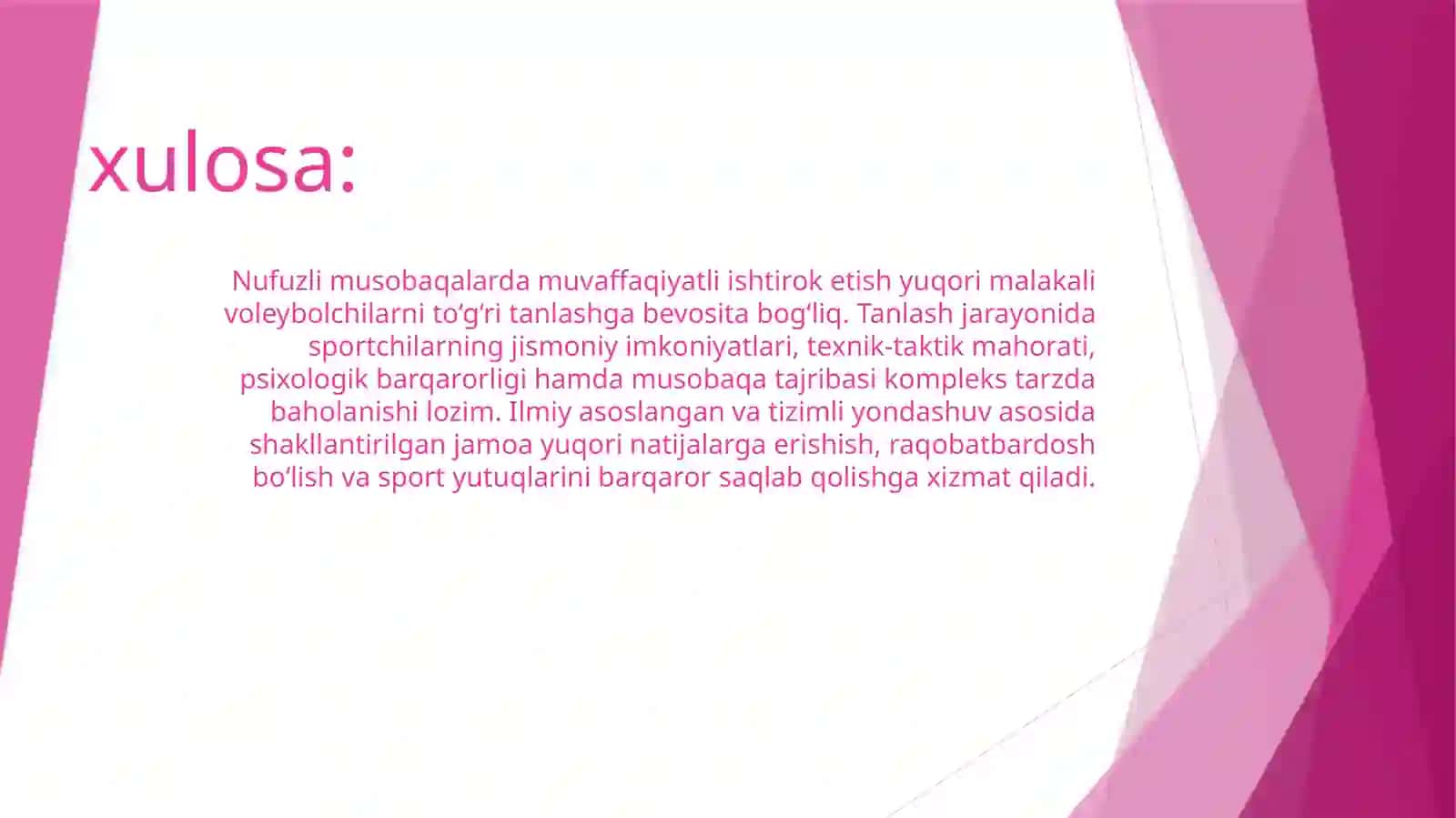 Nufuzli musobaqalarda ishtirok etish uchun yuqori malakali jamoalarga voleybolchilarni tanlash 2
