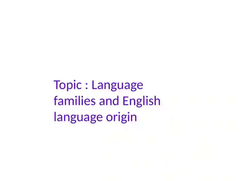 Language Families and English Language Origin 2