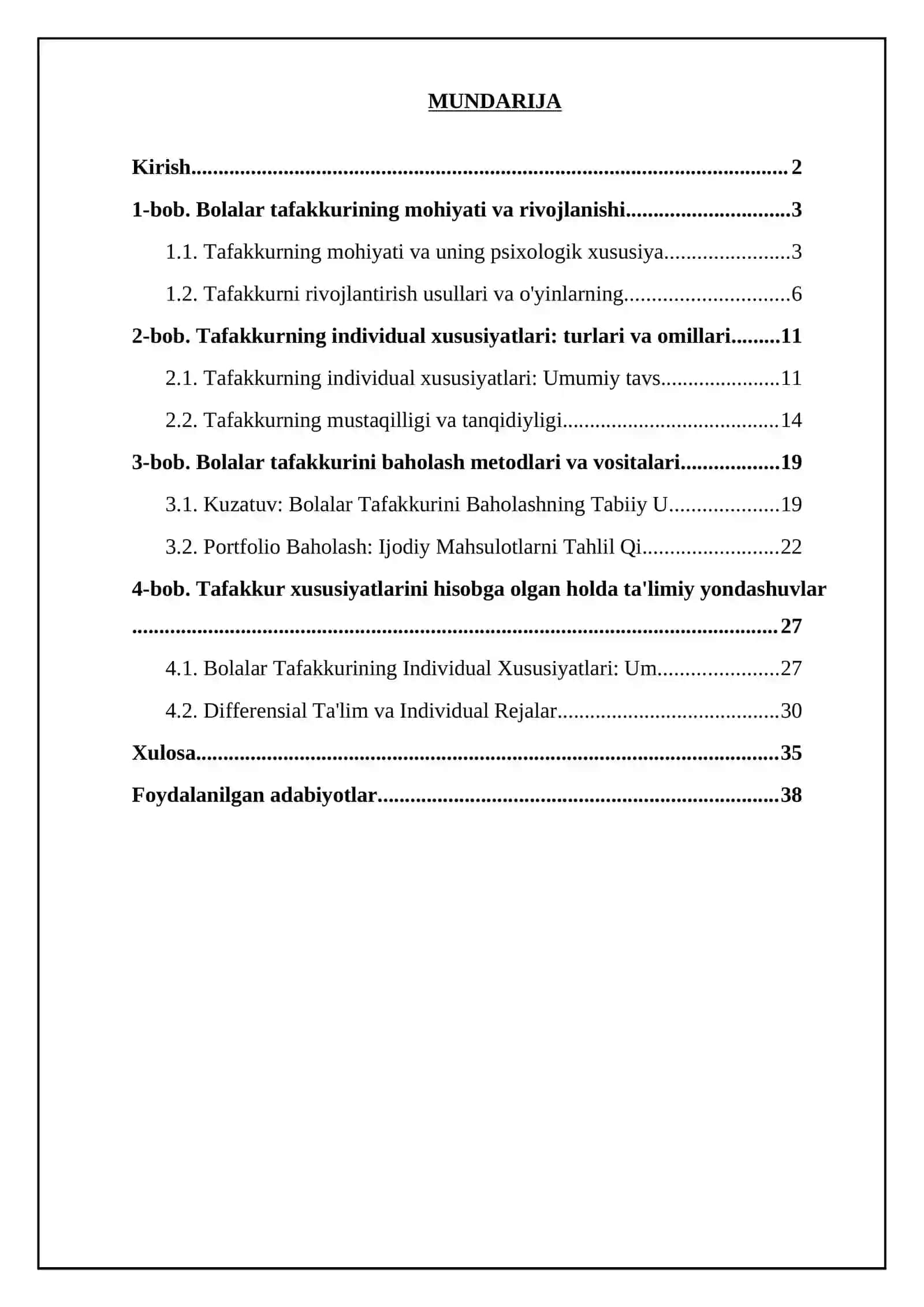 Bolalar tafakkuri va uning individual xususiyatlari va tafakkur turini baholash uchun metodikalar 2