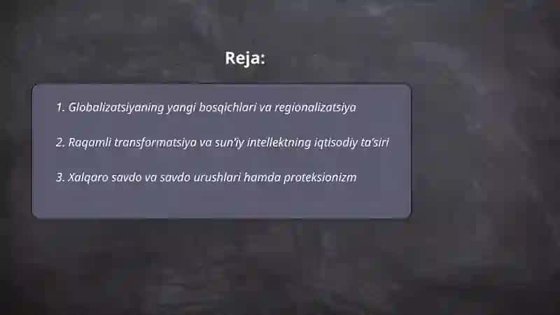 Global iqtisodiyotning oʻzgaruvchan konturlari va drayverlari 2