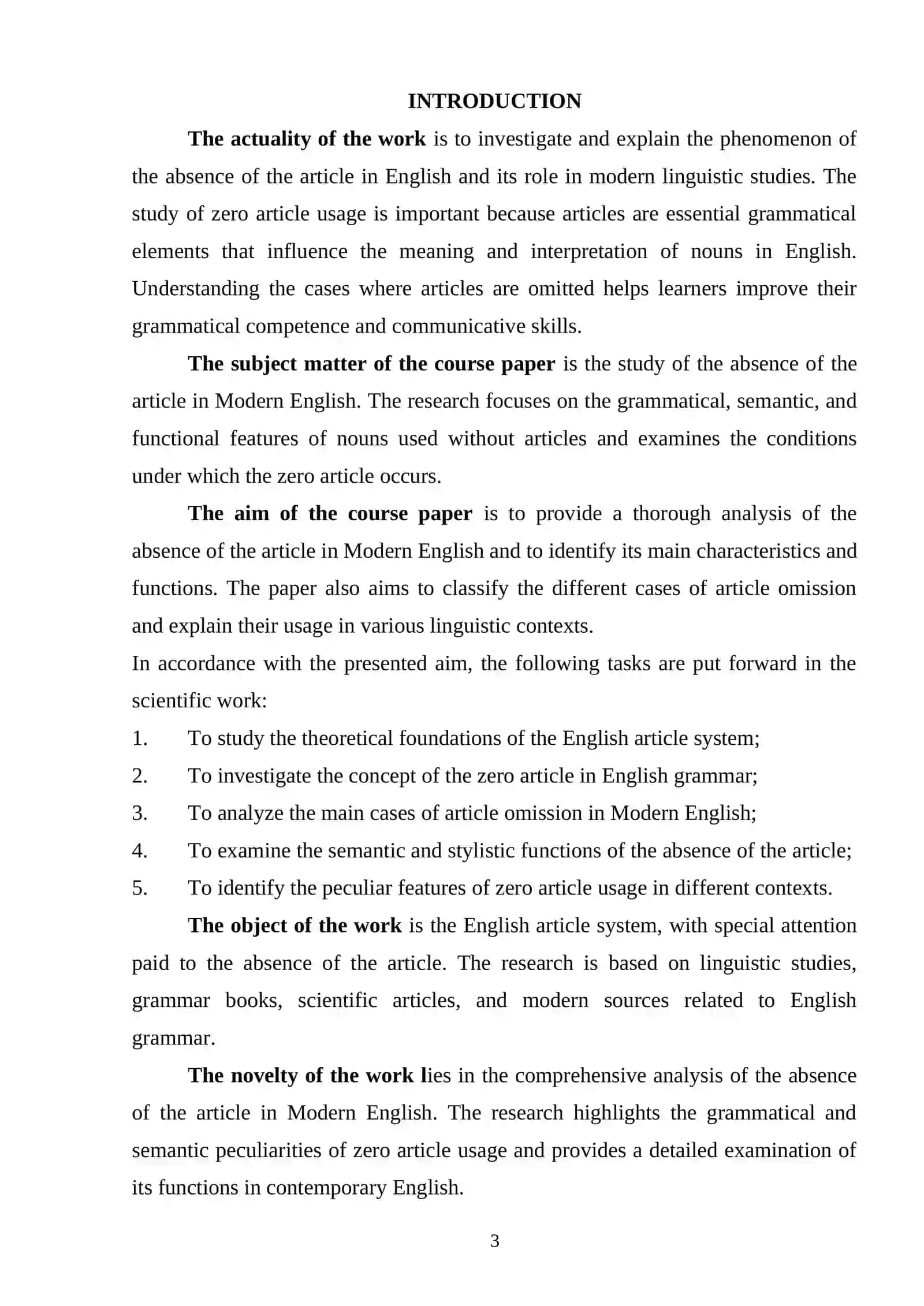 Absence of the article 2
