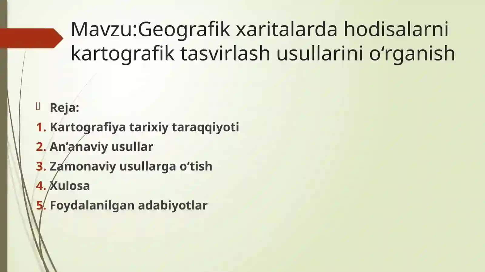 Geografik xaritalarda hodisalar ni kartografiк tasvirlash usullarini o‘rganish 2
