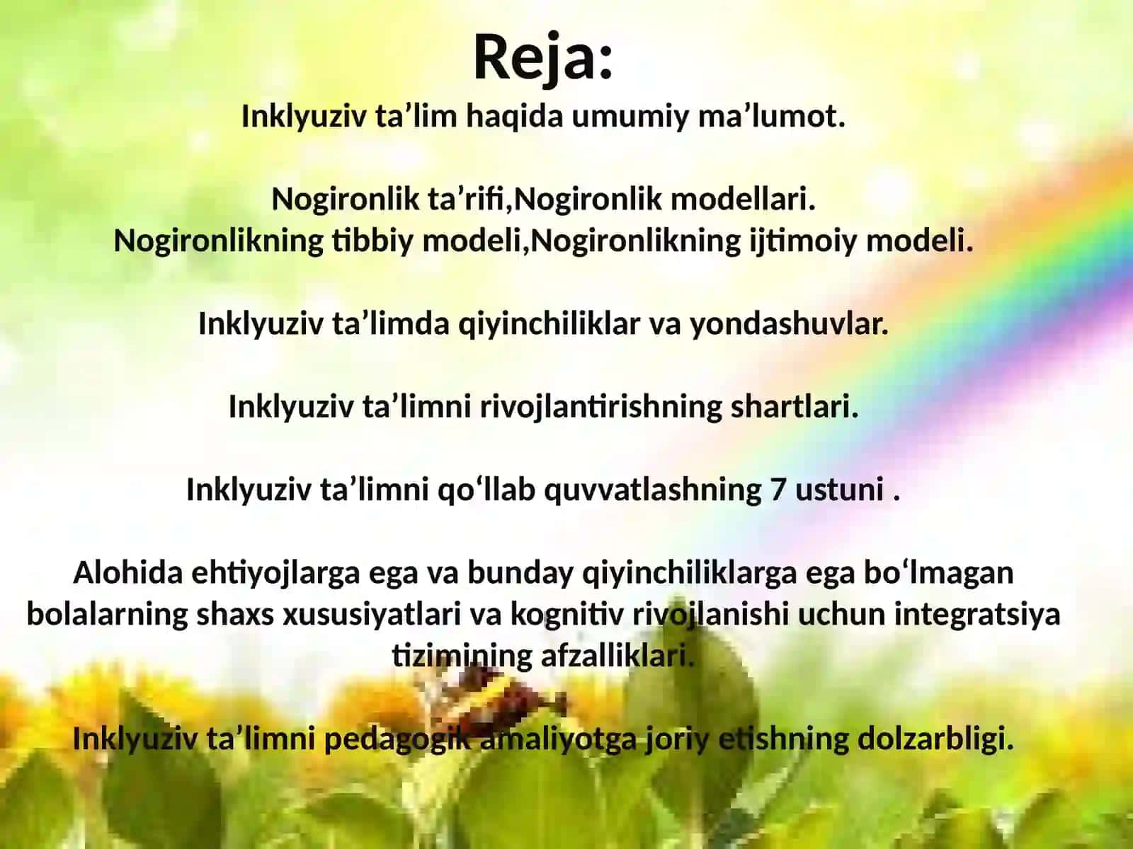 INKLYUZIF TA’LIM, DUNYOQARASH VA TA’LIMIY, KONSEPSIYA SIFATIDA 2