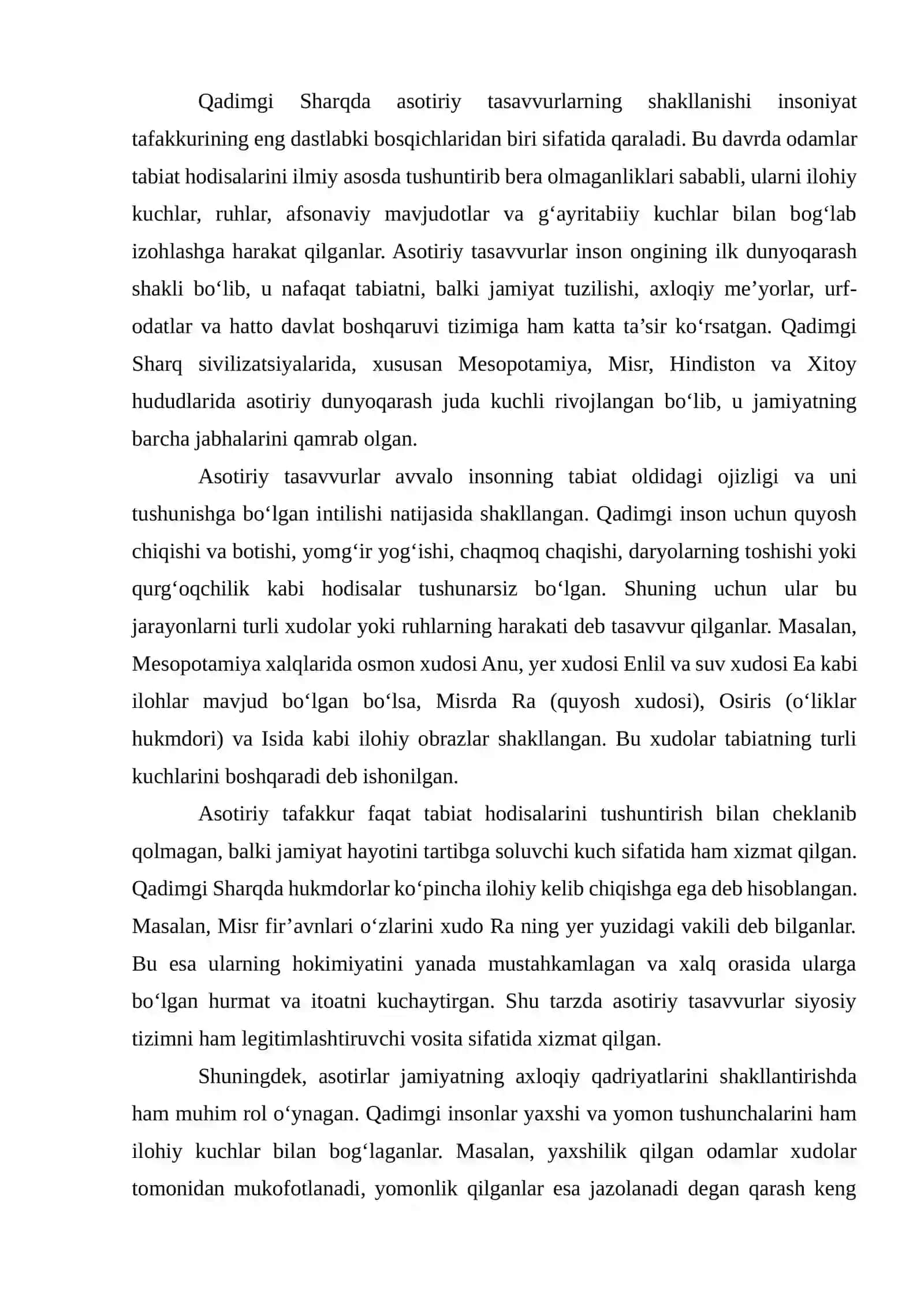 Qadimgi Sharqda asotiriy tasavvurlar va falsafiy bilimlarning paydo bo‘lishi 2