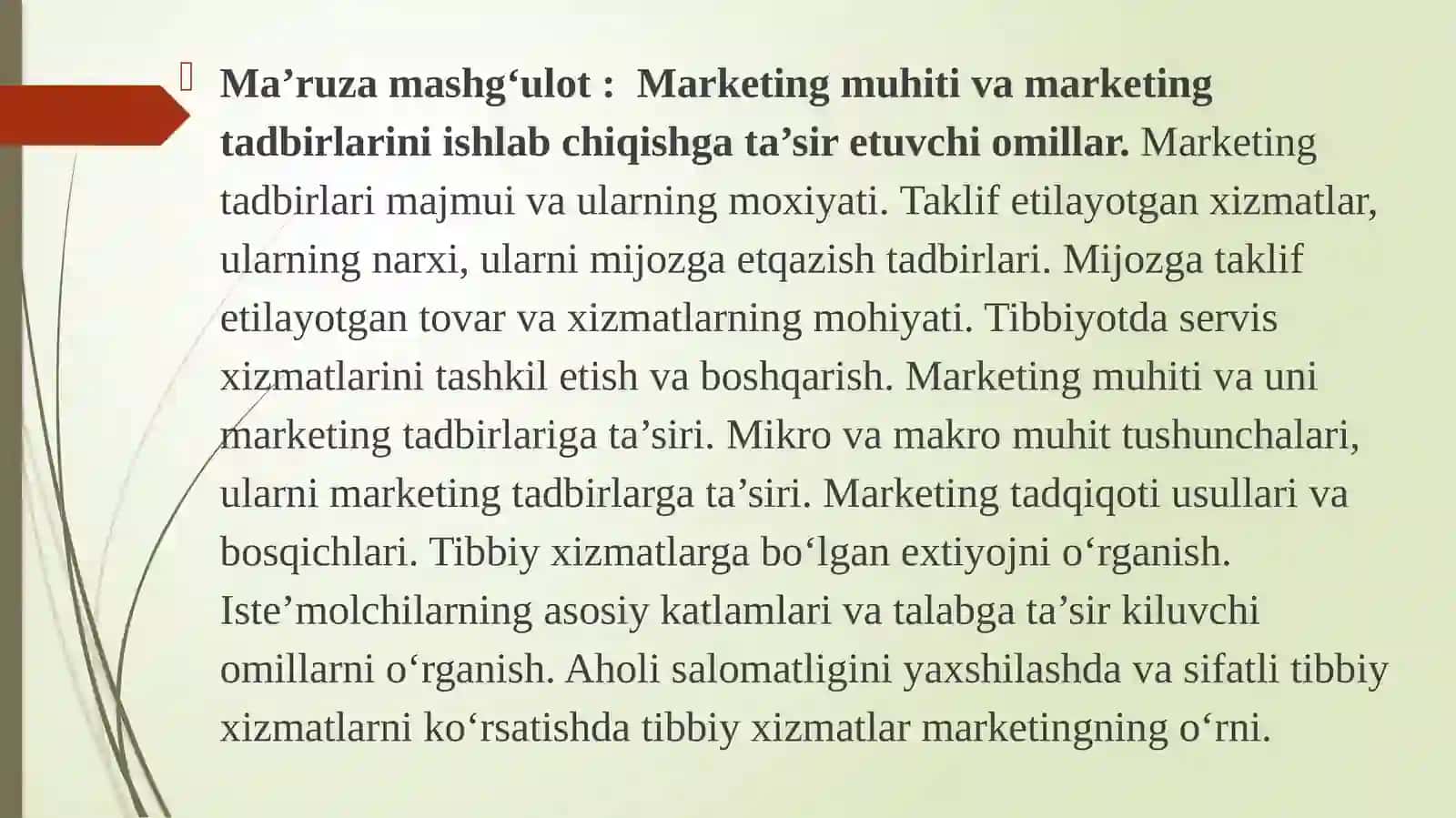 Marketing muhiti va marketing tadbirlarini ishlab chiqishga ta’sir etuvchi omillar 2