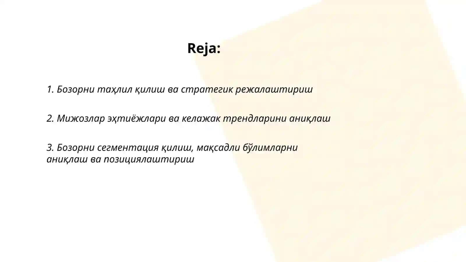 Корхона фаолиятида маркетингнинг стратегик роли нимада номоен булади 2