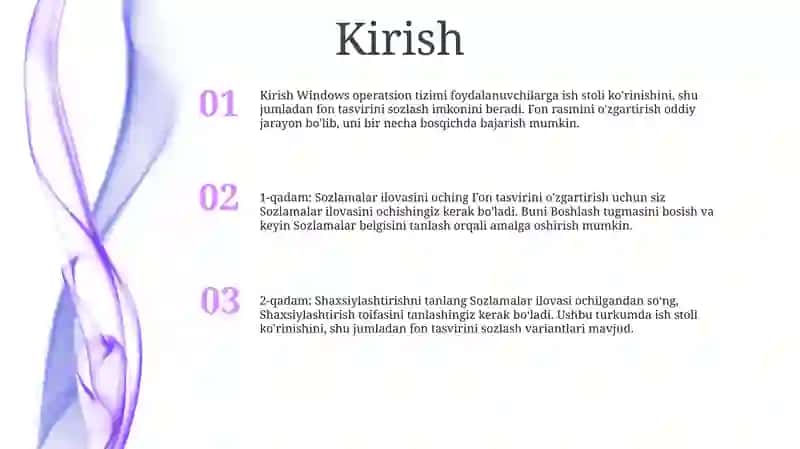 Windows Ish Stolidagi Fon Tasvirini Ōzgartiring 2