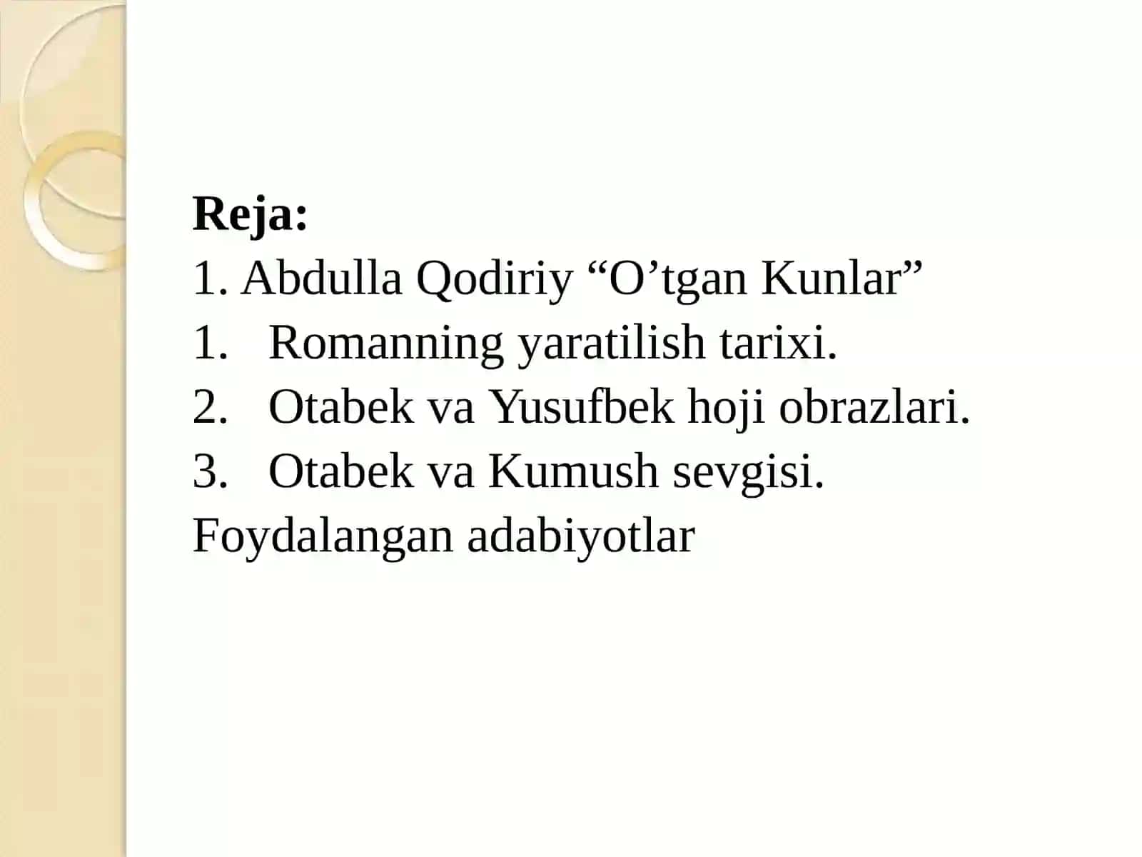 Abdulla  Qodiriyning “O’tgan Kunlar” romani. Badiiy  tasvir vositalari 2
