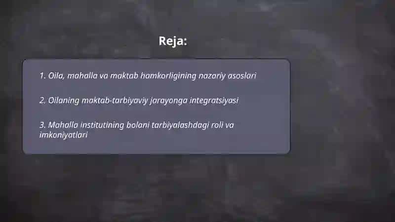 Oila, mahalla va maktab hamkorligi 2