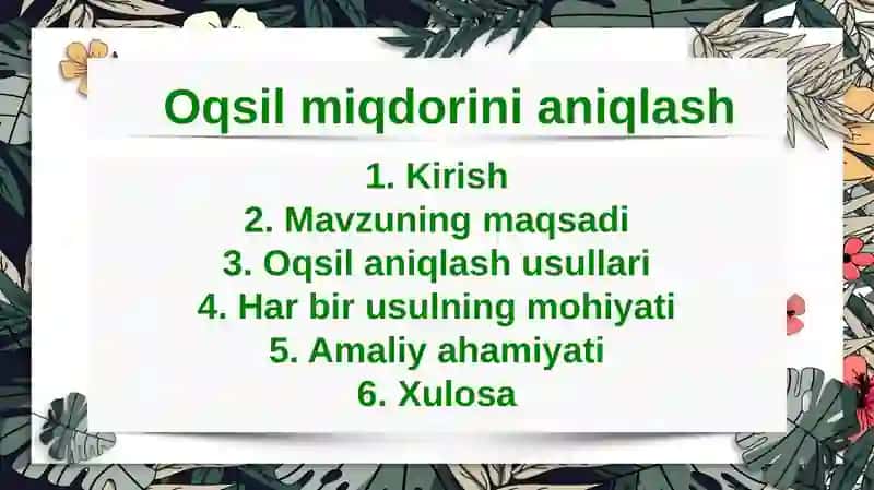Oqsil miqdorini aniqlash 2