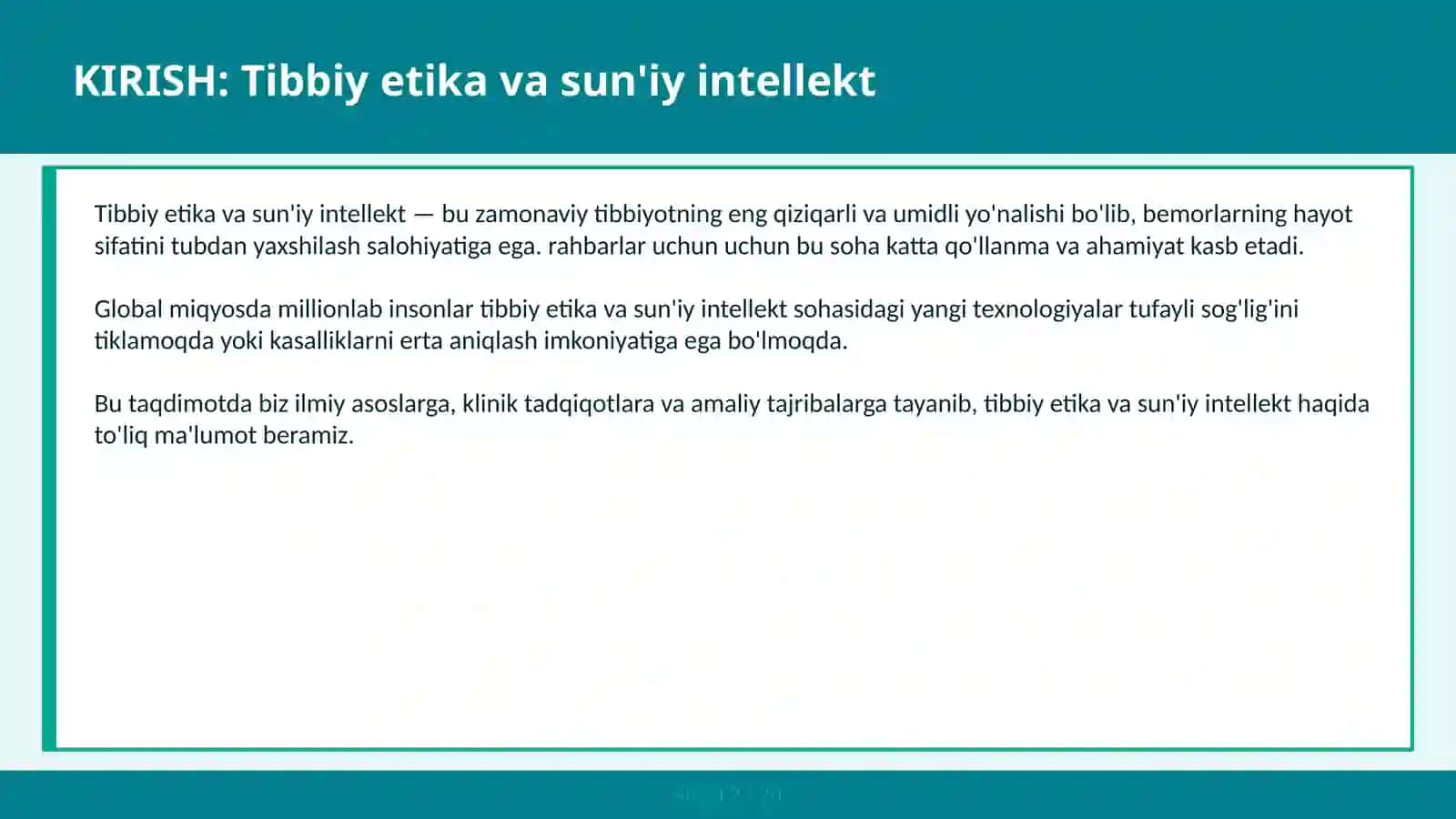 Tibbiy Etika va Sun'iy Intellekt 2