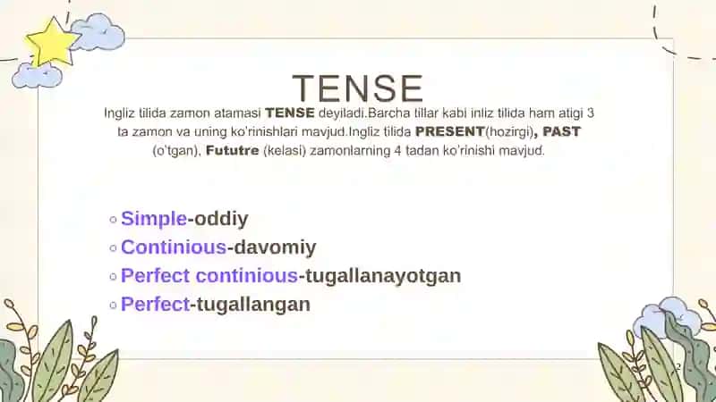 Ingliz tilidan 12 ta zamonlar taqdimoti (ppt) 2