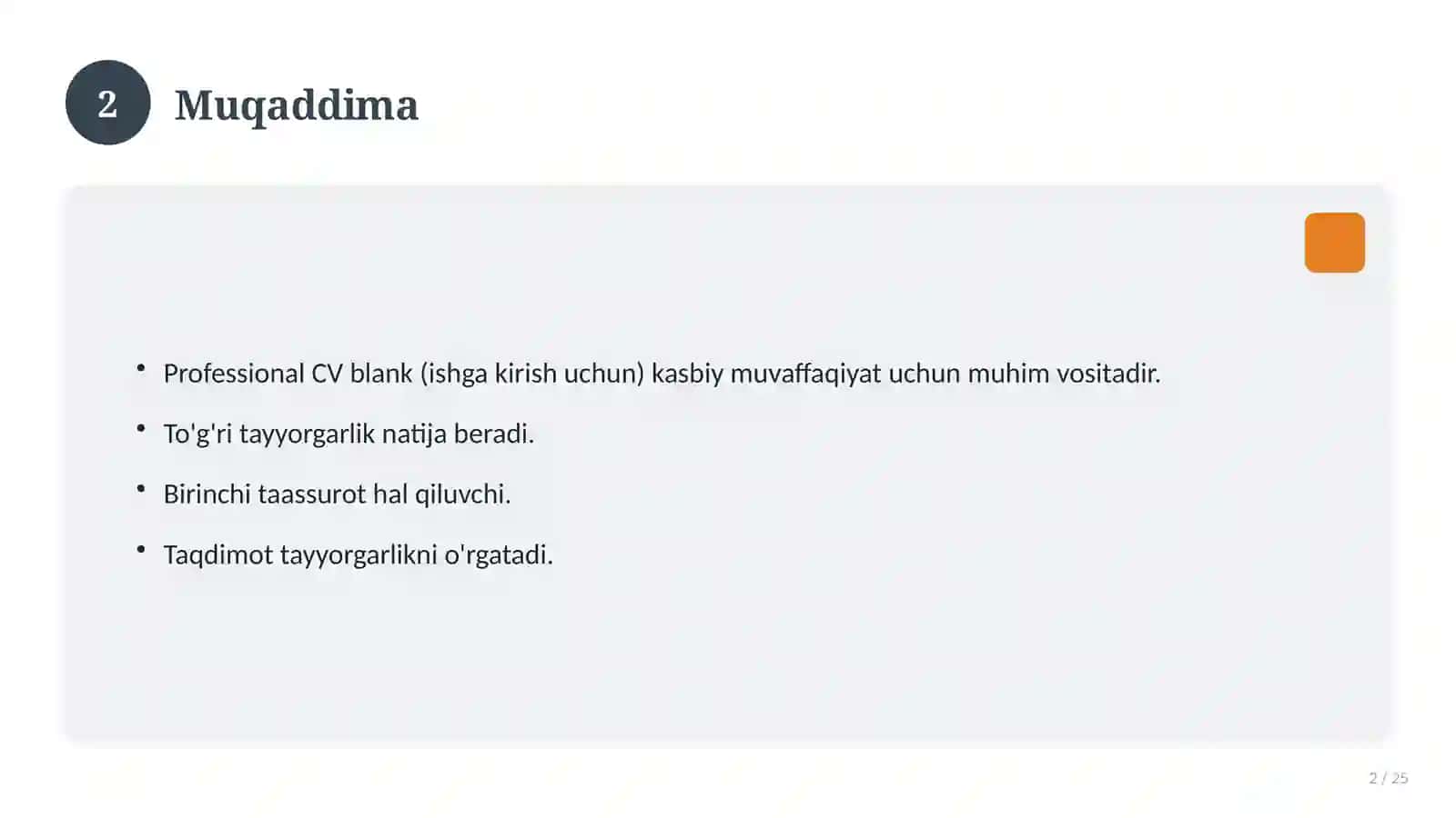 Professional CV blank (ishga kirish uchun) 2
