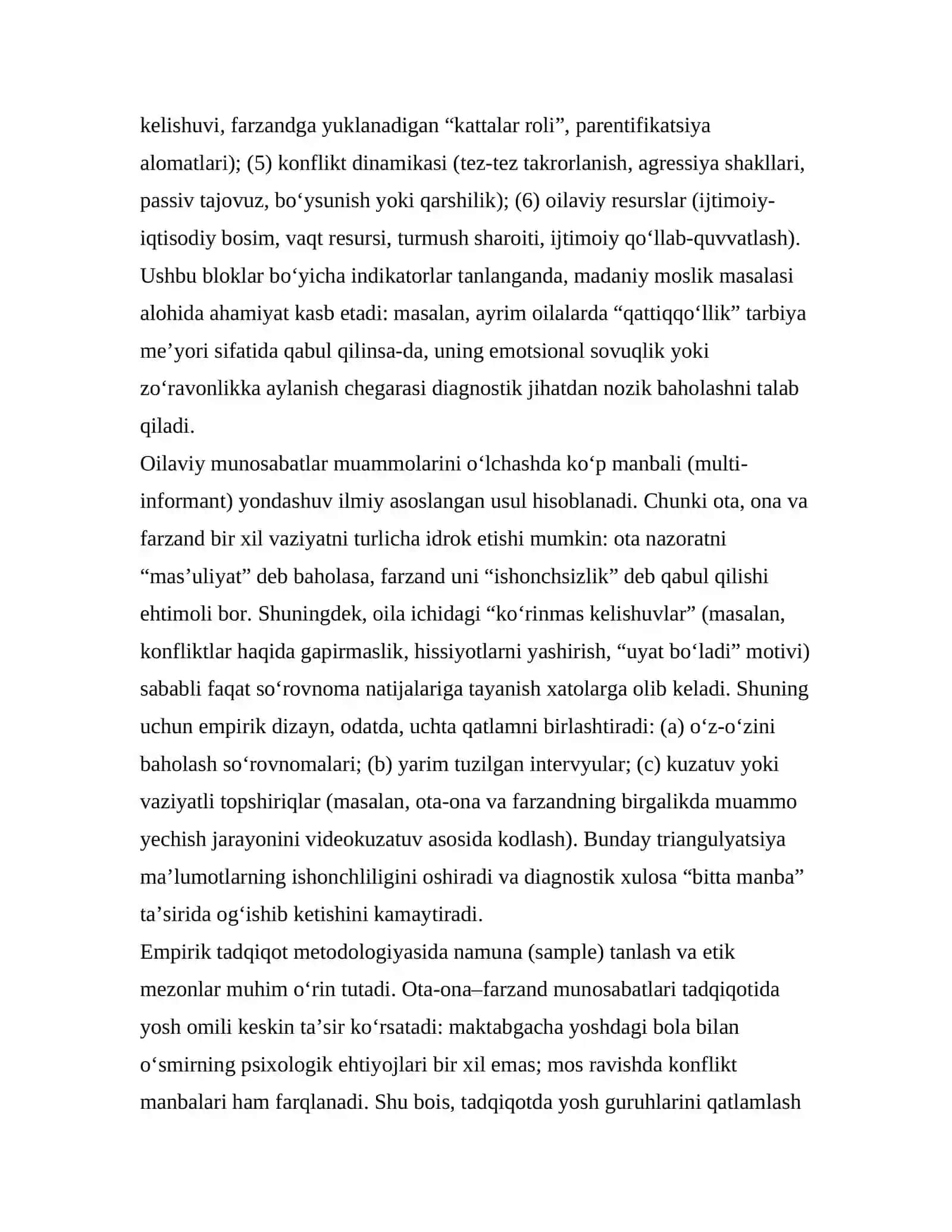 OILADAGI MUNOSABATLAR MUAMMOLARINING EMPIRIK TADQIQOTI VA DIAGNOSTIKASI 2