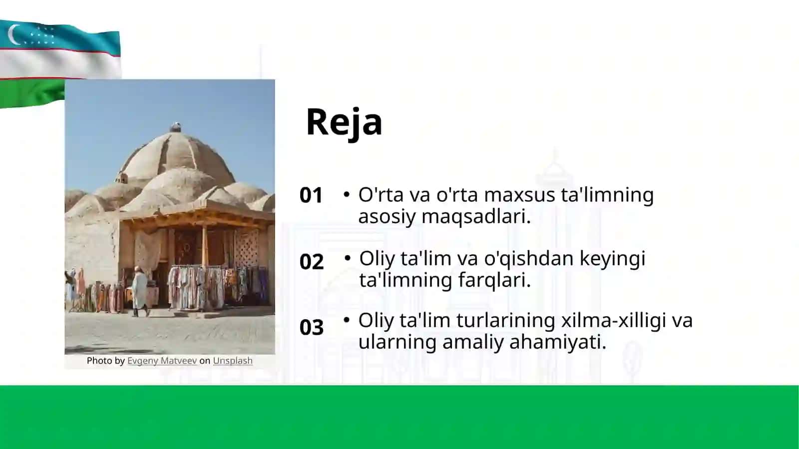 Umumiy o'rta va o'rta maxsus ta'lim.  Oliy ta'lim va Oliy ta'limdan keyingi ta'lim. Oliy ta'lim turlari. 2