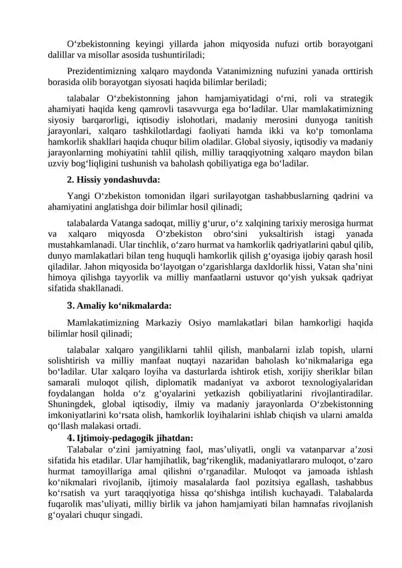 “KELAJAK SOATI” 9-mavzu: “O‘zbekiston va jahon” 2