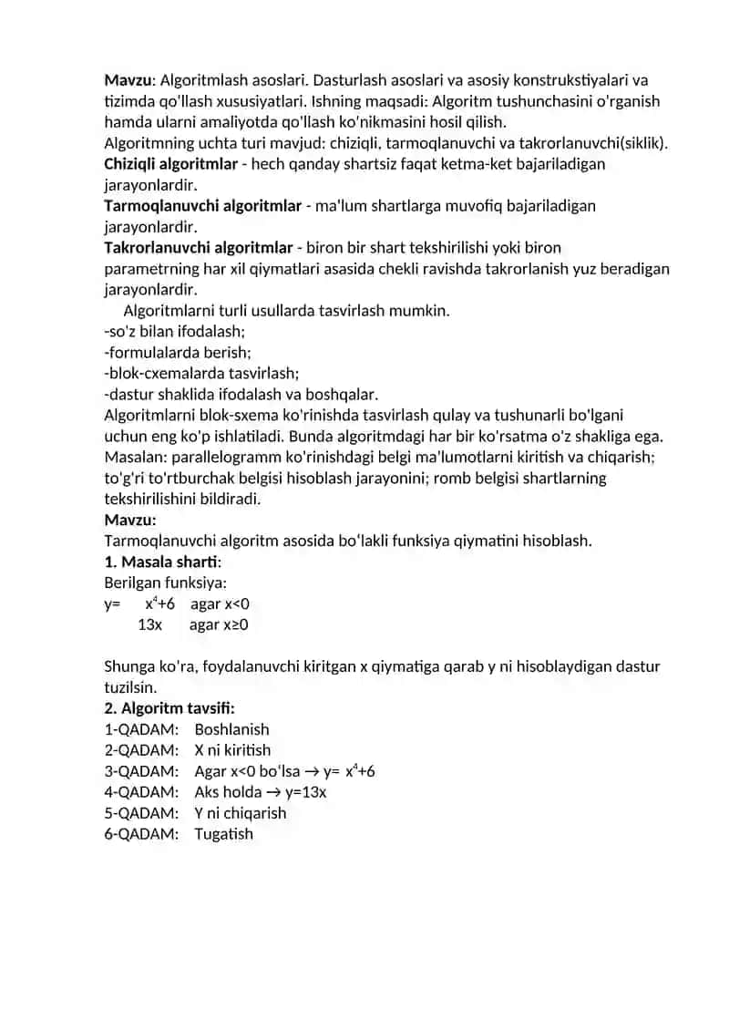 Algoritmlash asoslari 2