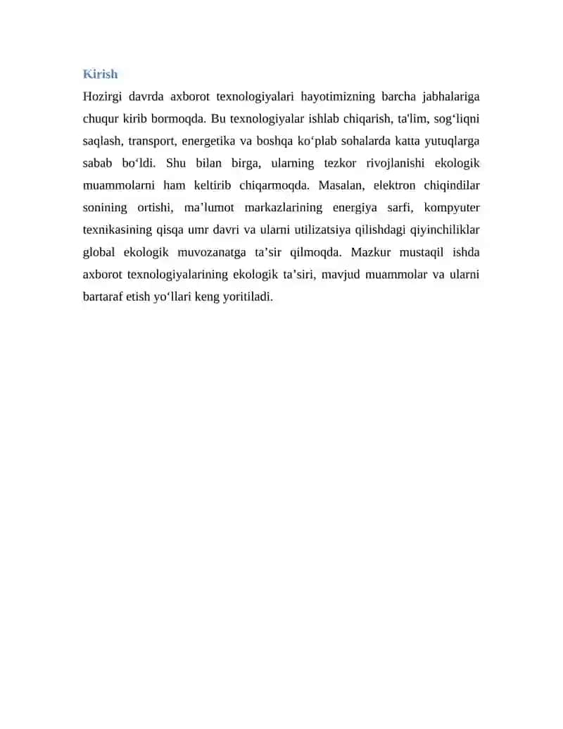 Axborot texnologiyalarida ekologik muammolar 2