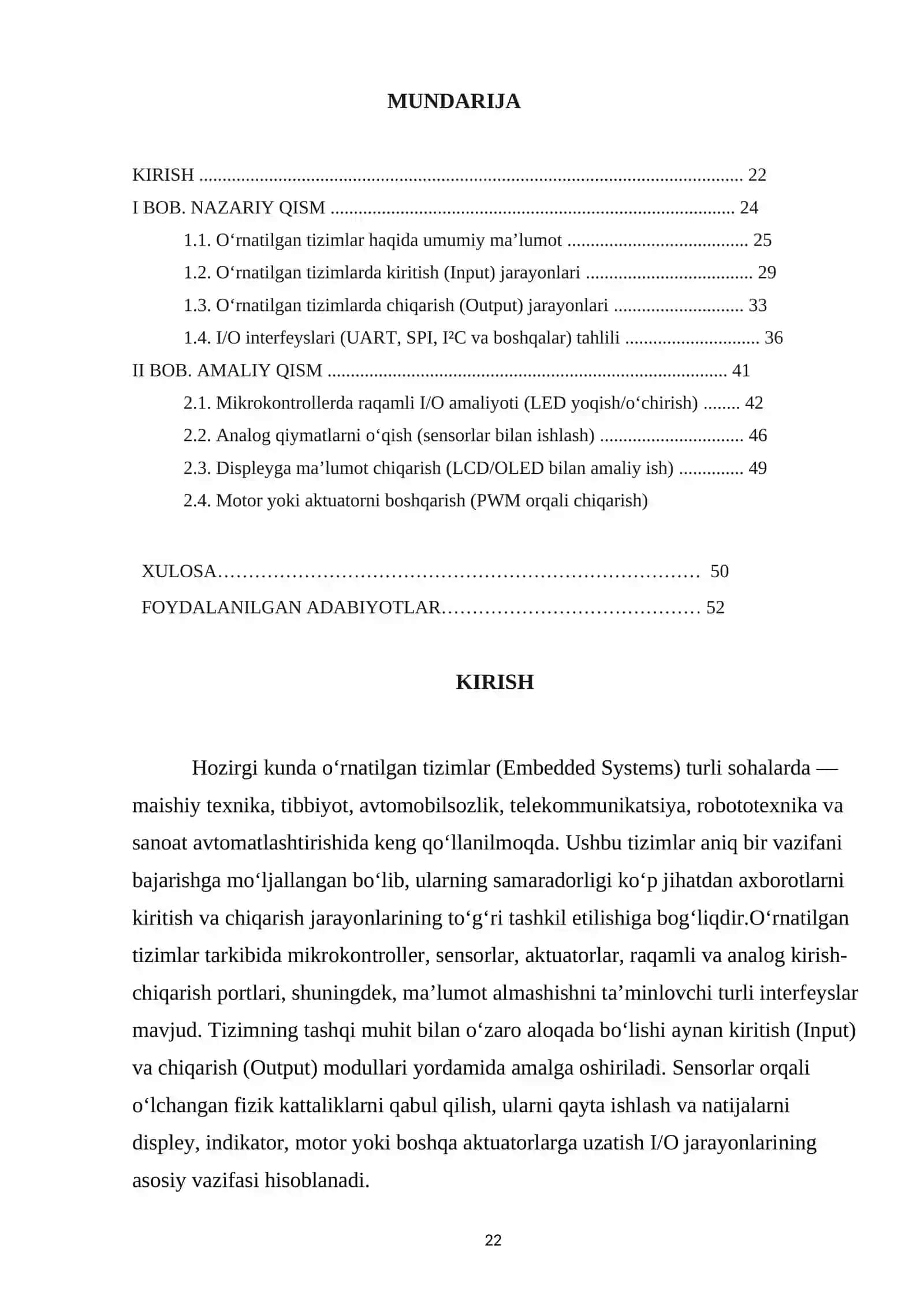 O’RNATILGAN TIZIMLARDA AXBOROTLARNI KIRITISH-CHIQARISH USULLAR 2