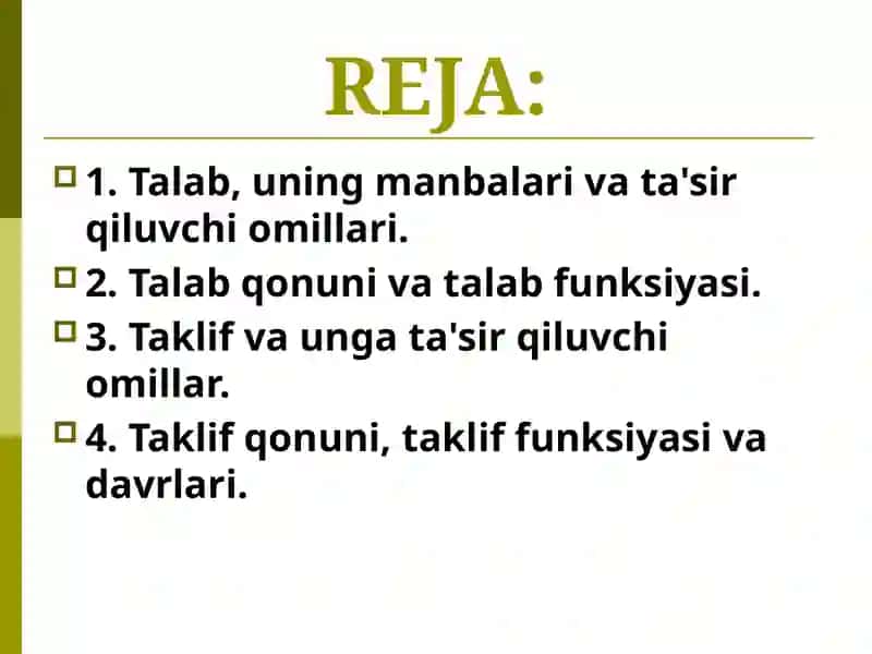 Talab va taklif tahlili asoslari 2