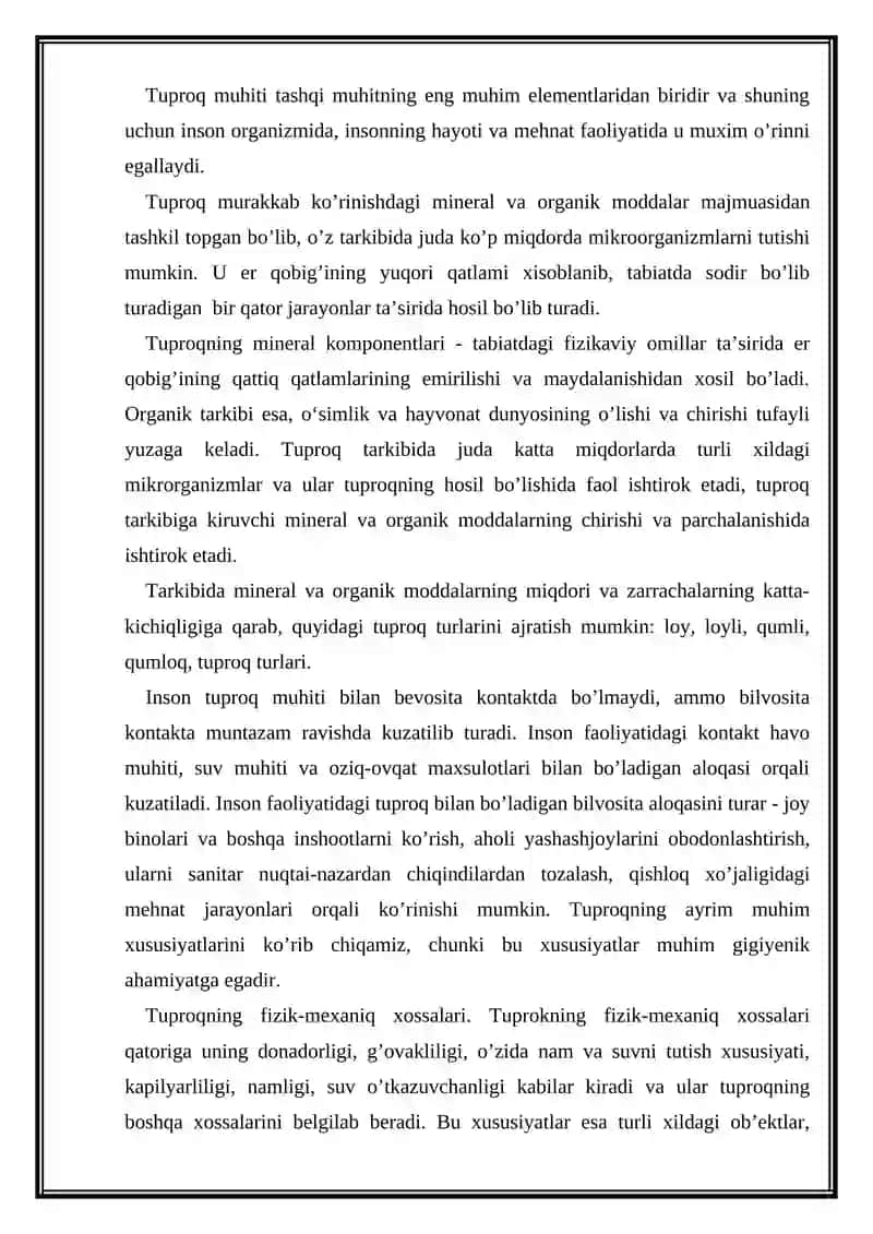 Tuproqni tekshirish va unga gigiyenik baho berish 2