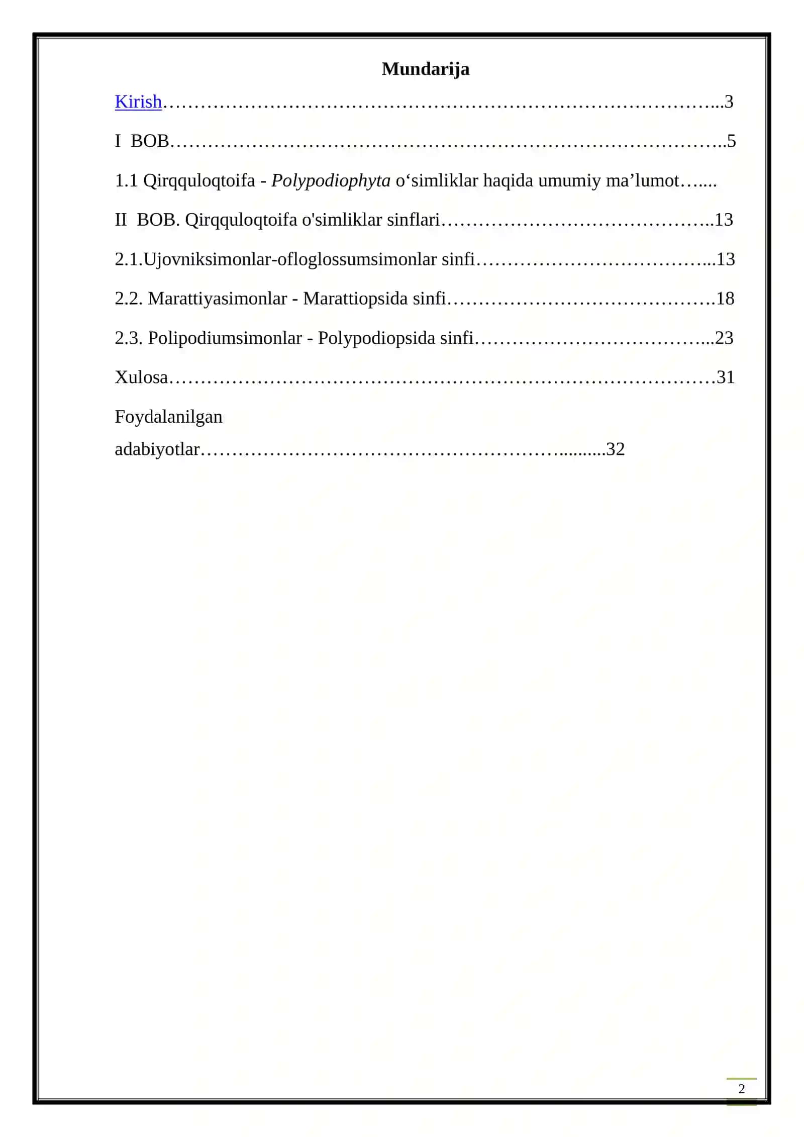 Qirqquloqtoifa - Polypodiophyta o‘simpliklar haqida umumiy ma’lumot 2
