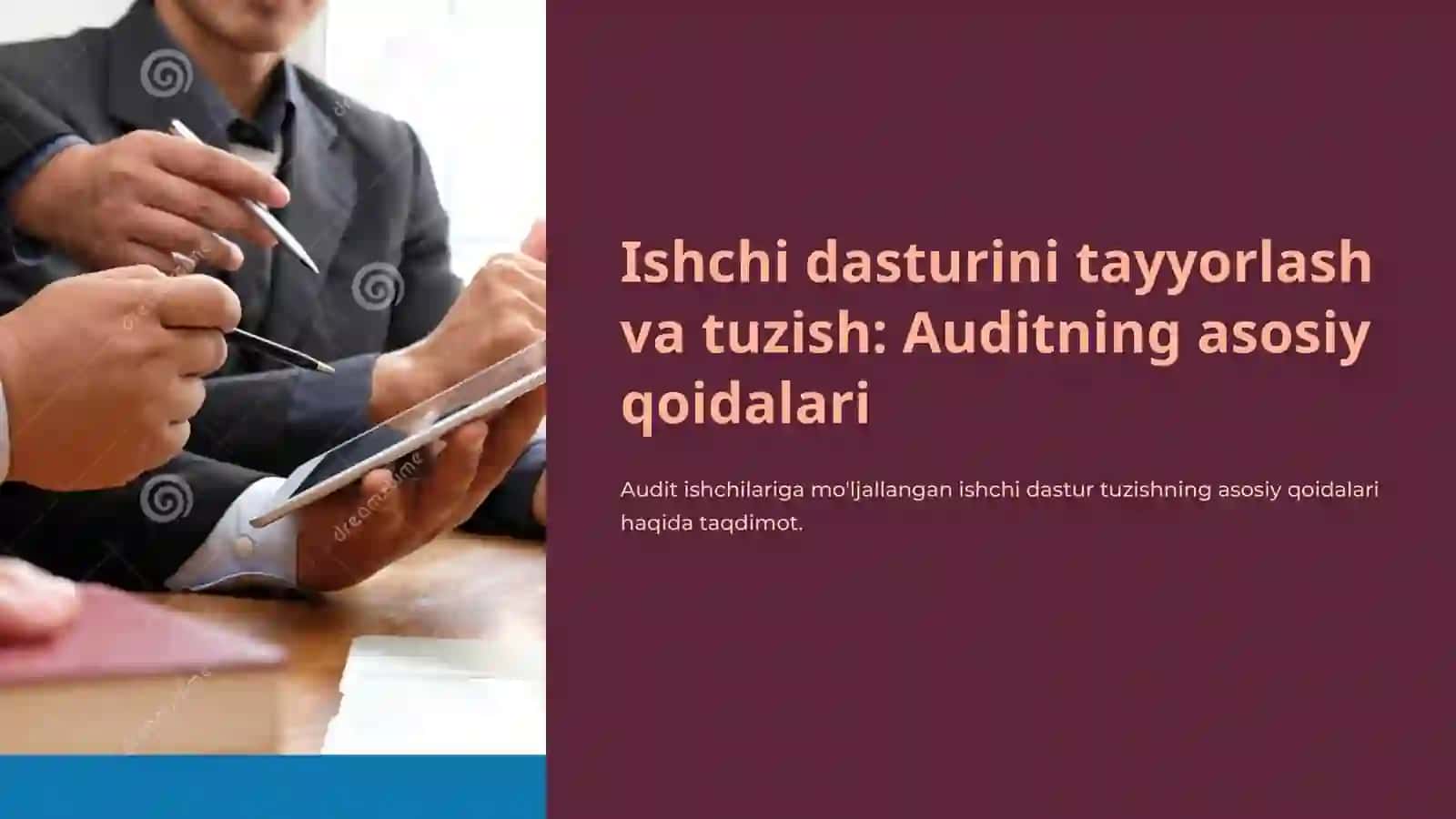Auditishchi dasturini tayyorlash va tuzish: Auditning asosiy qoidalari 2