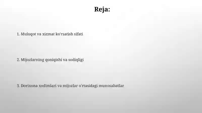 Muloqot va xizmat ko'rsatish sifati 2
