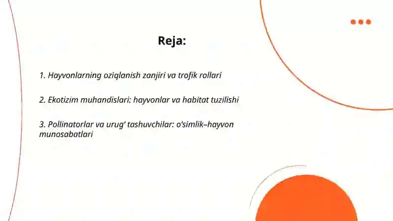 Hayvonlarning ekologik rollari va muhofaza qilish muammolari. Zoogeografiya asoslari 2