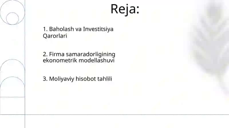 Korxona faoliyatini iqtisodiy baholashda statistik va iqtisodiy modellar 2