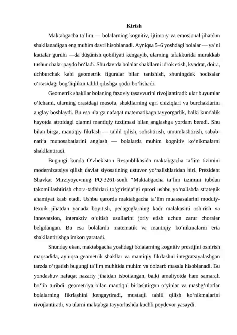 Katta guruh bolalarida geometrik shakllar va mantiqiy fiklashni integratsiyalashgan tarzda oʻrgatish 2