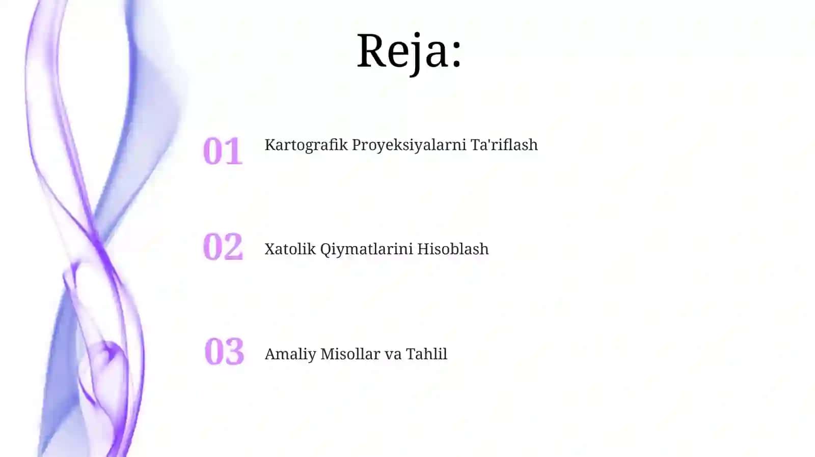 Kartografik proyeksiyalarni aniqlash Xatoliklar qiymatini hisoblab chiqish 2