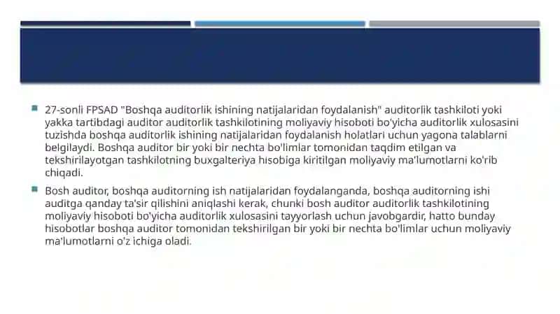 Boshqaauditorlik ishining natijalaridan foydalanish 2