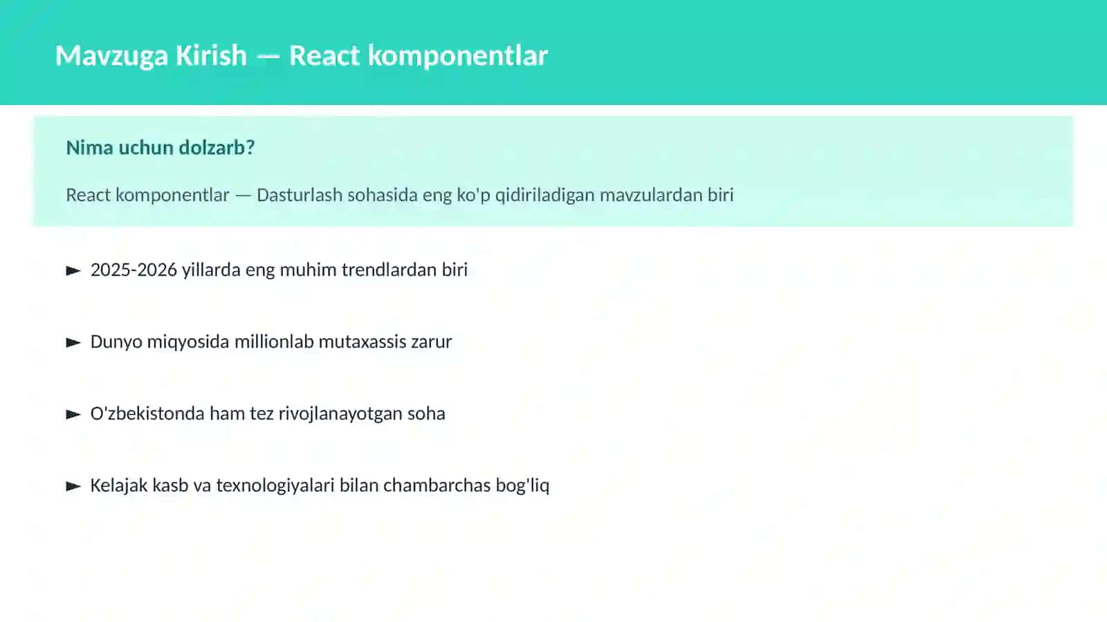 React komponentlar 2