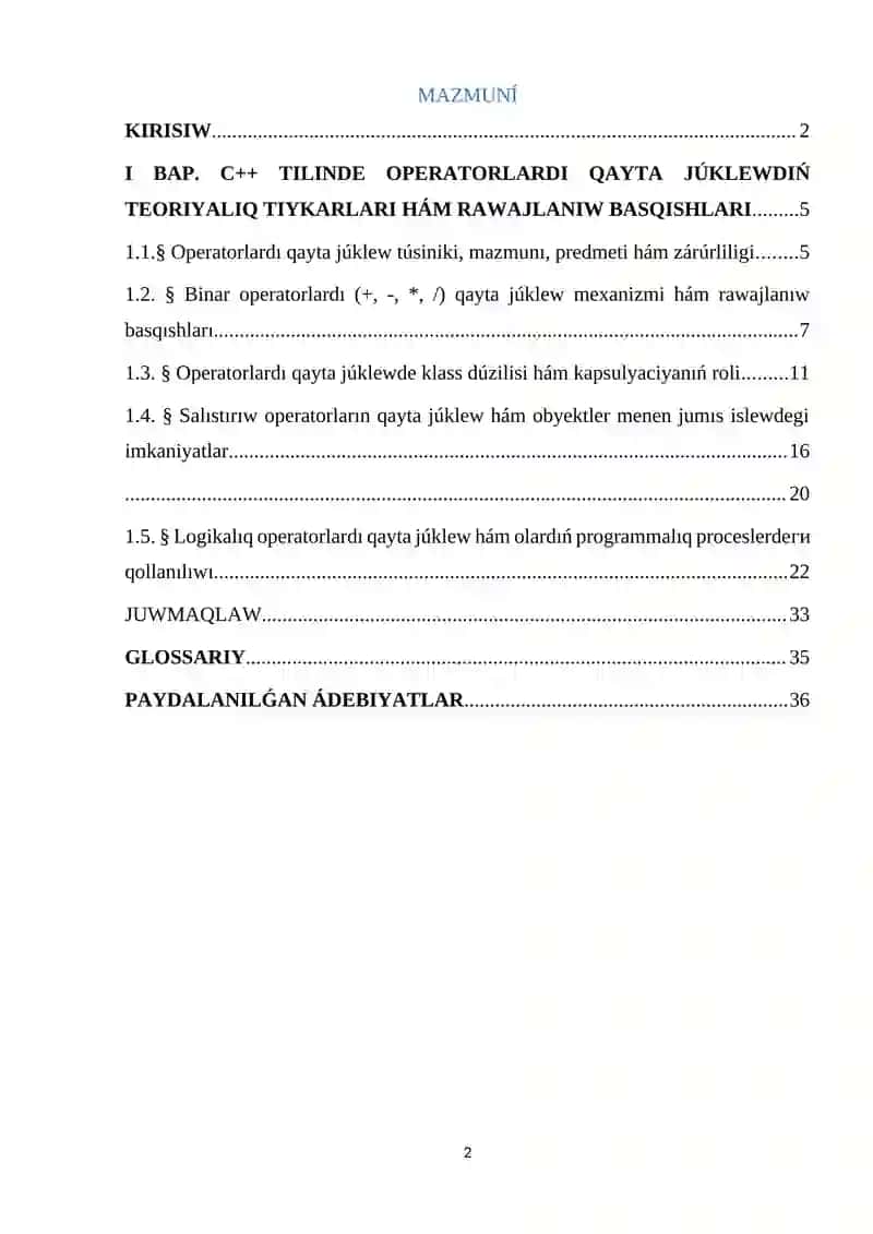 C++ tilinde operatorlardı qayta júklew (binar operatori, salıstırıw hám logikalıq operatorlar) 2