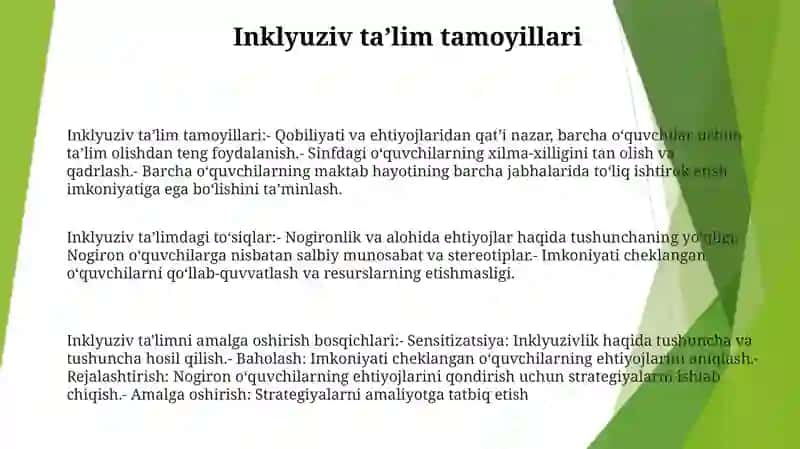 Inklyuziv Ta'Limning Tamoillari Va Unga Bulgan Extiyojlar Va Uning Sabablari Va Bosqichlari 2