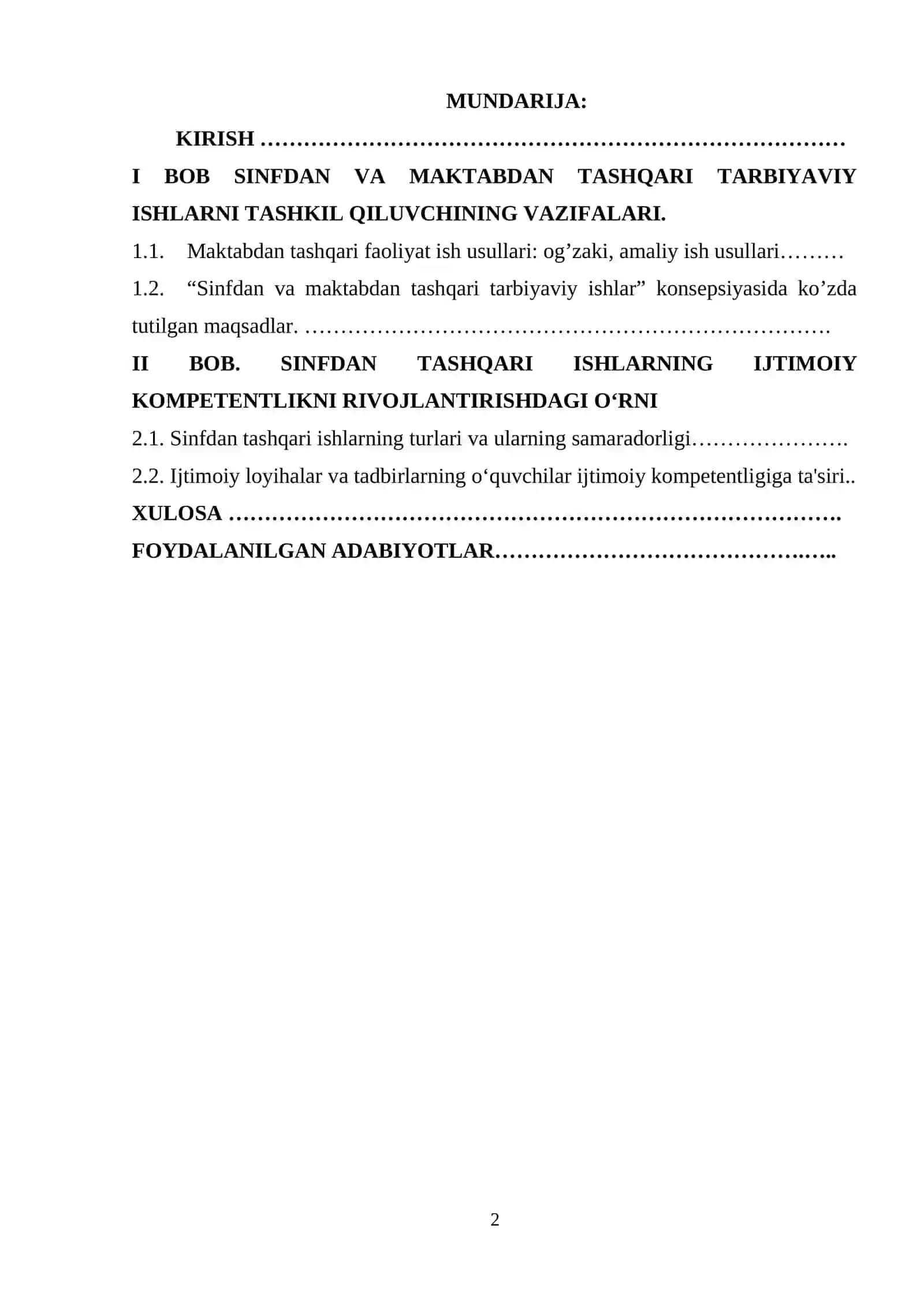 Ijtimoiy kompetentlikni rivojlantirishda sinfda tashqari ishlarning òrni 2