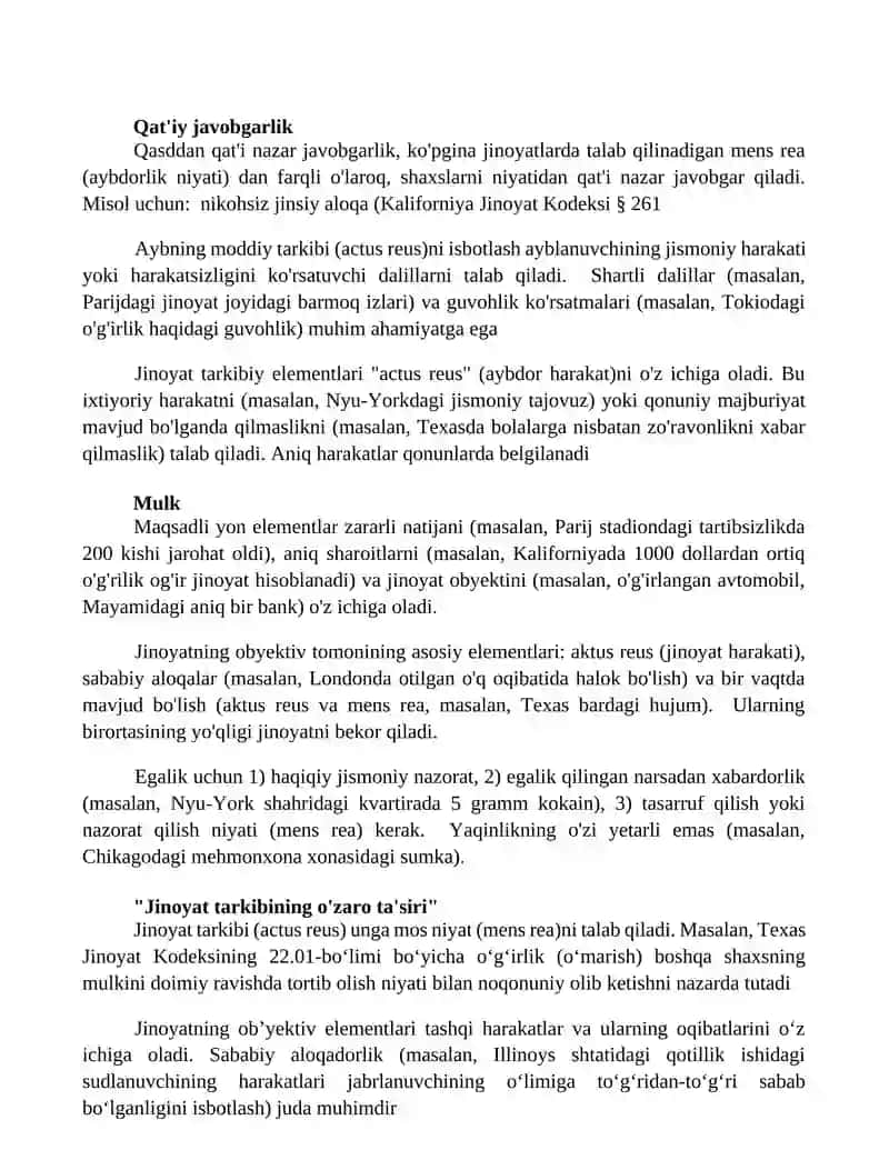 Jinoyat obyektiv tomoni zaruriy belgilari 2