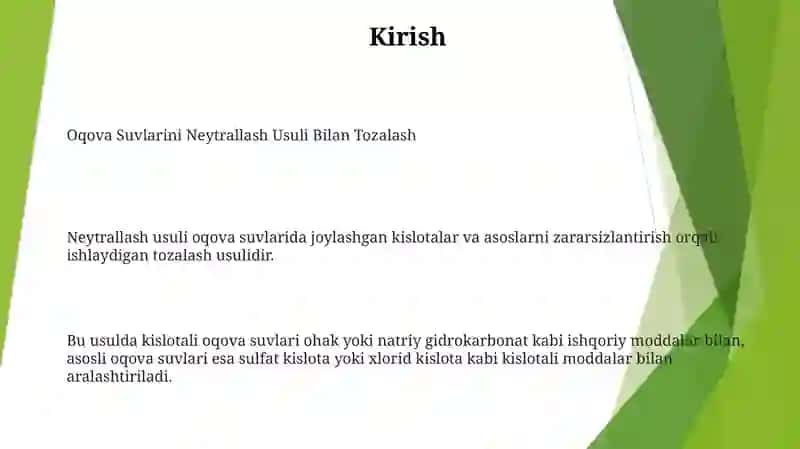 Oqova Suvlarini Neytrallash Usuli Bilan Tozalash 2