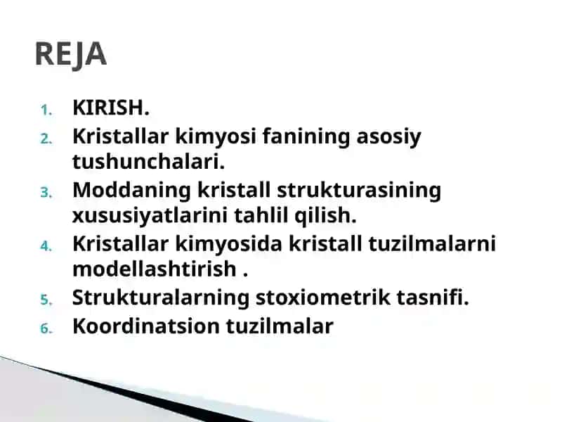 KRISTALLAR KIMYOSI VA KRISTALLOGRAFIYA 2