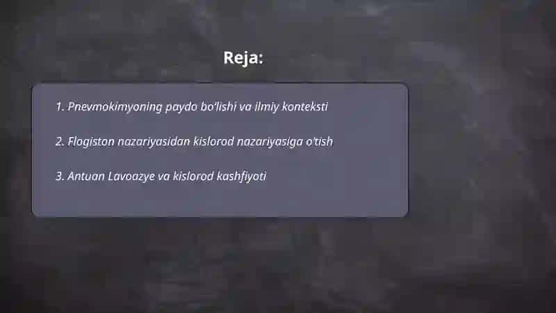 Pnevmokimyoning shakllanishi:Kimyo tarixida yangi davr 2