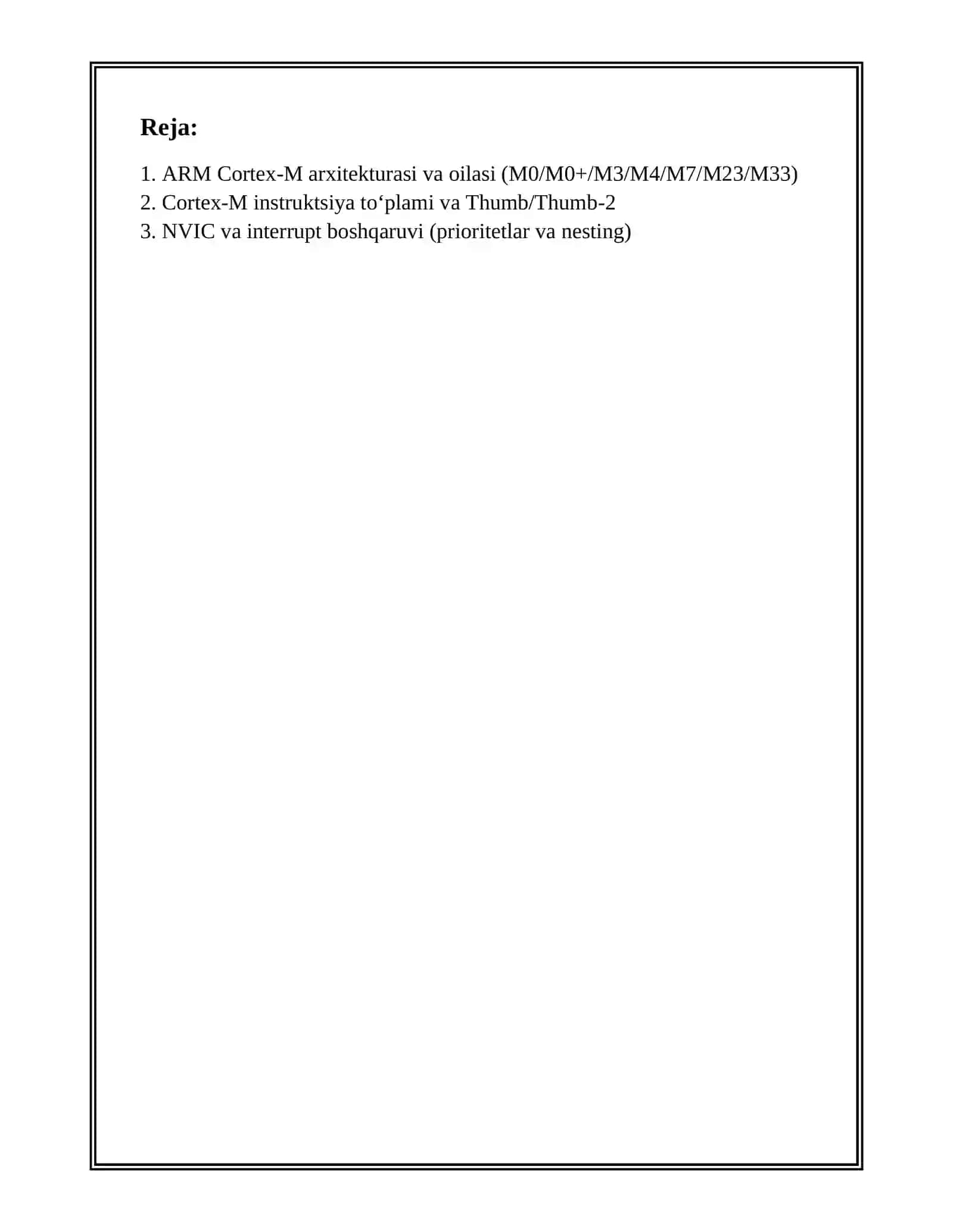ARM CORTEX-M MIKROKONTROLLERLARI VA ULARNING IMKONIYATLARI 2