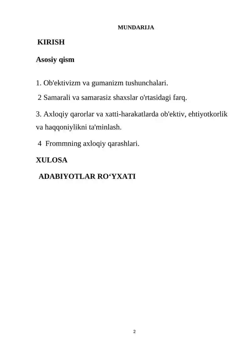 Ob'ektivistik gumanistik axloq va samarali va samarasiz shaxsning umumiy xususiyatlari.Froom 2