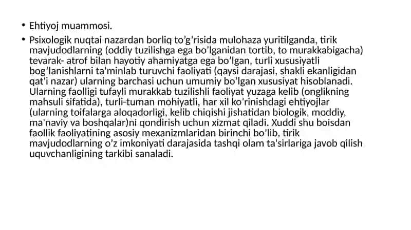 Ehtiyoj faollikni o'zga keltruvchi turtki sifati va ehtiyoj o'rganish metodlari 2