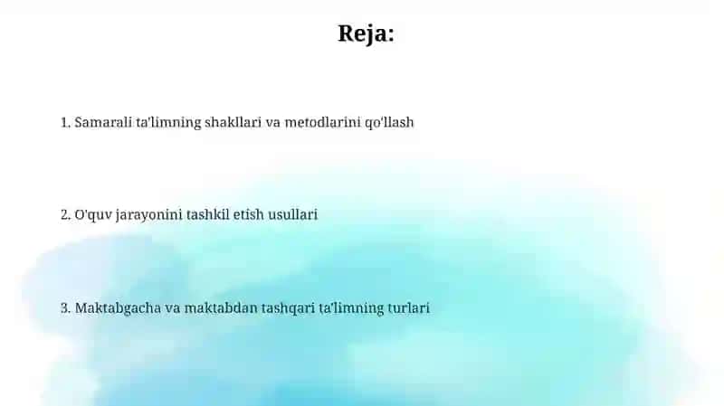 Sinfdan va maktabdan tashqari tarbiyaviy ishlar shakli va uslublari 2