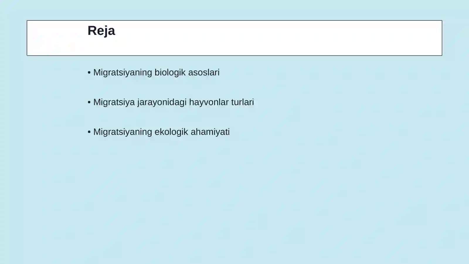 MIGRATSIYA YOLI BILAN HAYOT KECHIRUVCHI HAYVONLAR XILMA-XILLIGINI ANIQLASH 2